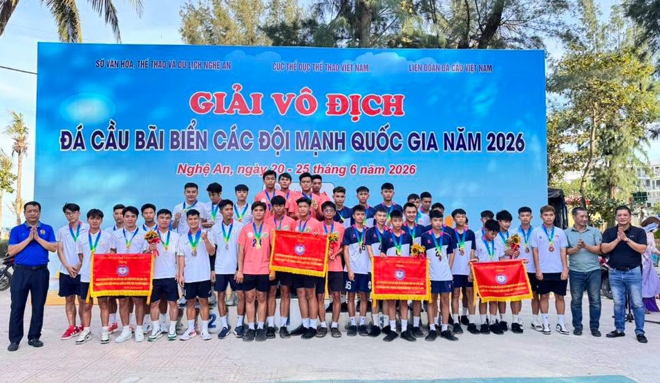 Đội tuyển Đá cầu Nghệ An xếp thứ 3 toàn đoàn tại Giải vô địch Đá cầu bãi biển các đội mạnh quốc gia năm 2026