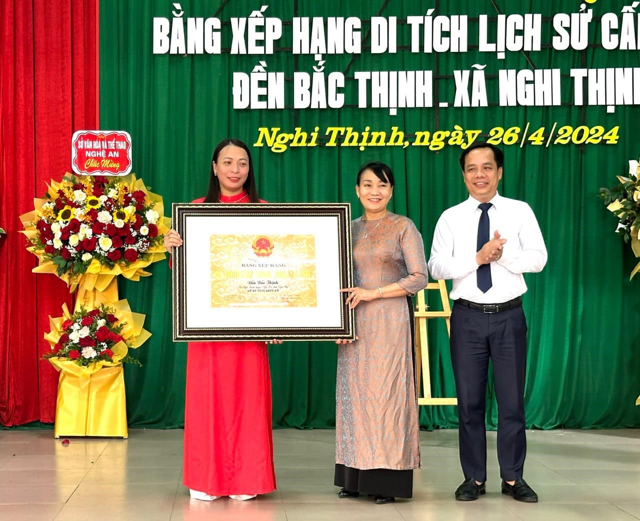 Huyện Nghi Lộc đón nhận bằng xếp hạng di tích lịch sử cấp tỉnh đền Bắc Thịnh