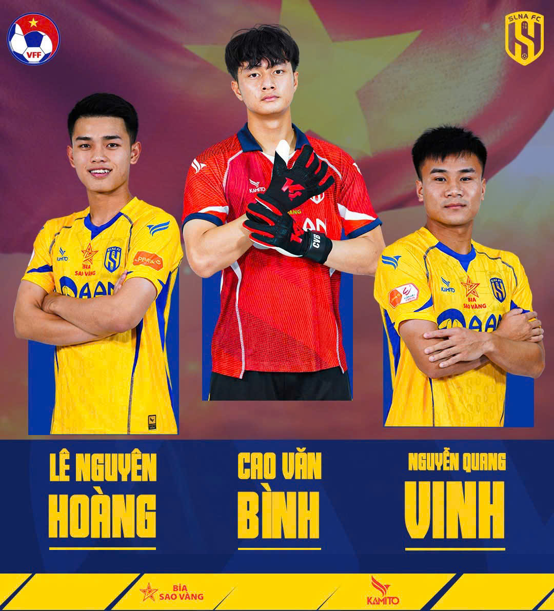 Ba cầu thủ Sông Lam Nghệ An được triệu tập lên U23 Việt Nam chuẩn bị cho ASIAD 2026