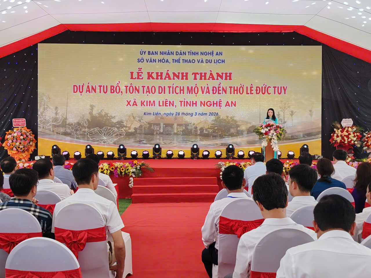 Khánh thành Dự án tu bổ, tôn tạo di tích lịch sử Quốc gia Mộ và đền thờ Lê Đức Tuy, xã Kim Liên